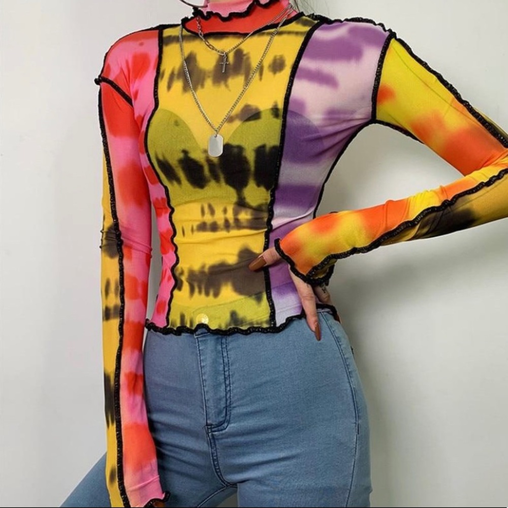 Multi Color Mesh Top - Picture 2 of 4